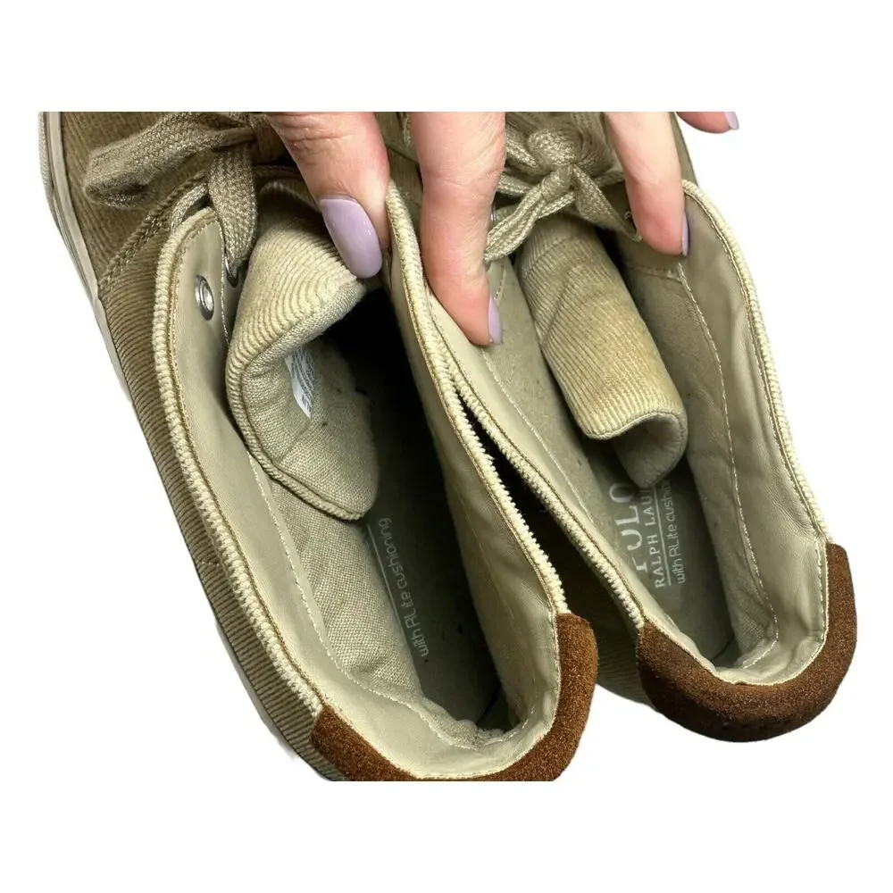 Polo Ralph Lauren Shoes Talin Corduroy Suede Tan High Top Men’s Size 10 D Beige